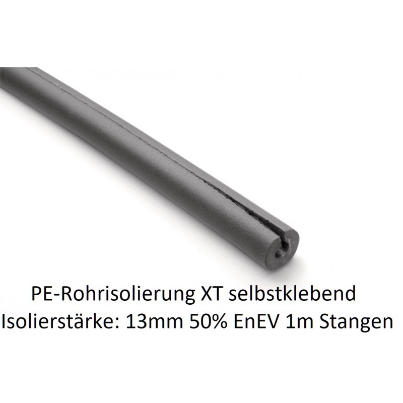 PE Rohrisolierung XT 13mm Isolierstärke 50% EnEV selbstklebend 1m S  Größe 12/15 x 13mm 50% EnEV 1m Stangen