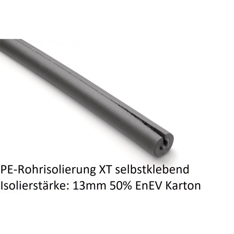 PE Rohrisolierung XT 13mm Isolierstärke 50% EnEV selbstklebend 1m S  Kartoninhalt 12/15 x 13mm 50% EnEV 100 Stück 1m Stangen