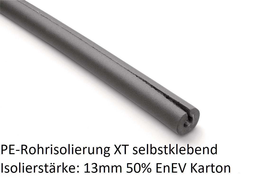 PE Rohrisolierung XT 13mm Isolierstärke 50% EnEV selbstklebend 1m