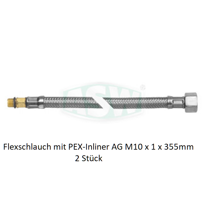 Flexschlauch mit PEX-Inliner AG M10 x 1 x 355 mm Ü Mutter 3/8 2 St